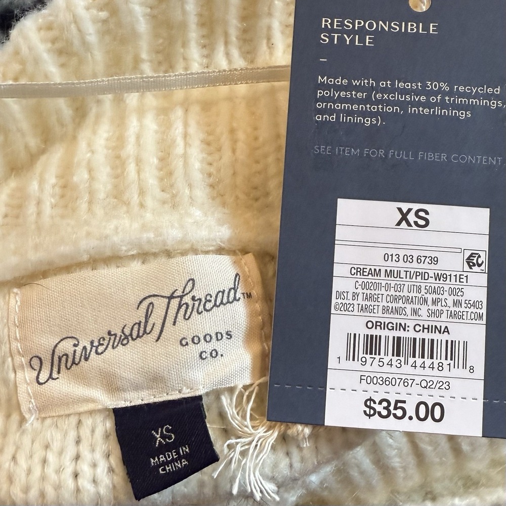 NWT! Universal Thread Women Sz XS Cream Jacquard Turtleneck Sweater RECYCLED $35 - Picture 4 of 4